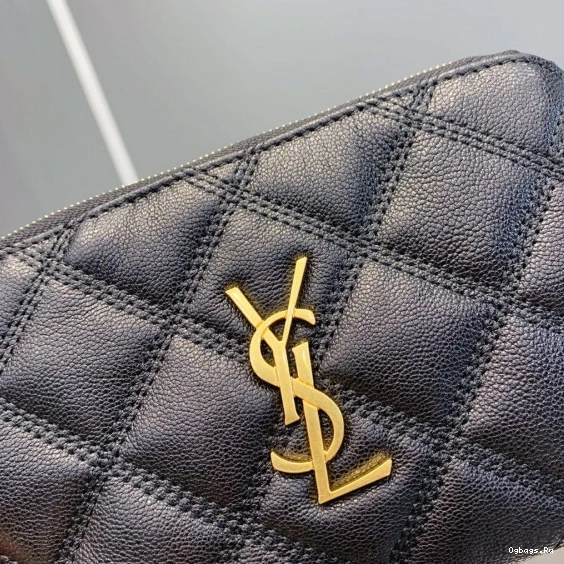 QUILTED DOUBLE-ZIP POUCH BECKY LAMBSKIN IN YSL 0722